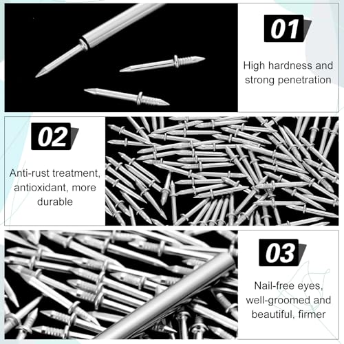 200Pcs Double-Head Skirting Thread Seamless Nail, Skirting Line Without Marks Nail, Invisible Security Screws Equipped with Nail Specific Sleeve Tool — view 3