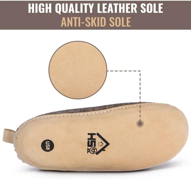 Miniatura 4 de HAUSSIMPLE Wool Indoor Slippers Unisex Cozy House Shoes for Men Women Natural Sheep Felt Bedroom Warm Slip-On Soft Comfy Sheepskin Loafers