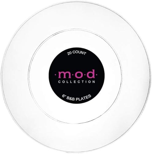 Mod Collection - Platos transparentes B&B, redondos de 6 pulgadas, 20 unidades, vajilla elegante y duradera, perfecta para eventos y celebraciones