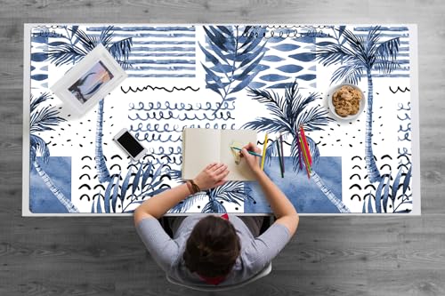 Desk mat 120x60 cm imperméable et sous-main PVC antidérapant bleu
