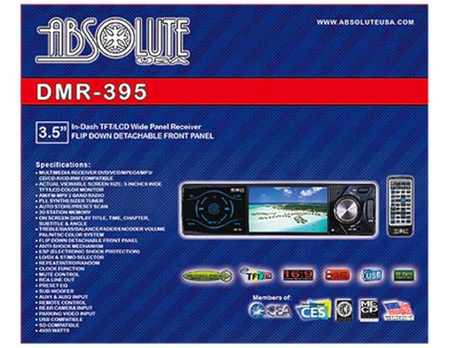 (未使用･未開封品)　Absoltue DMR-390TPKG 3.5-Inch In Dash TFT/LCD Multimedia Player with 6.5-Inch Speaker Package by Absolute p1m72rm Amazon.com: Absolute USA USA DMR-395 3.5-Inch DVD/MP3/CD