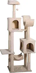 Arranhador de gato grande, luxuoso, multifuncional com casas, camas, rede, poleiros e brinquedo