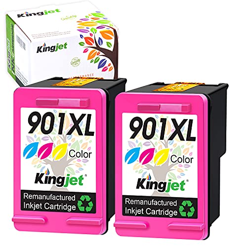 Buy 1 get 1 Kingjet Remanufactured Cartridge Replacement for HP 901XL Work for HP Officejet J4500 J4540 J4550 G510a J4524 J4624 Printers, 2 Tri-Color Black Friday 🔥 Kingjet Remanufactured Cartridge Replacement for HP 901XL Work for HP Officejet J4500 J4540 J4550 G510a J4524 J4624 Printers, 2 Tri-Color