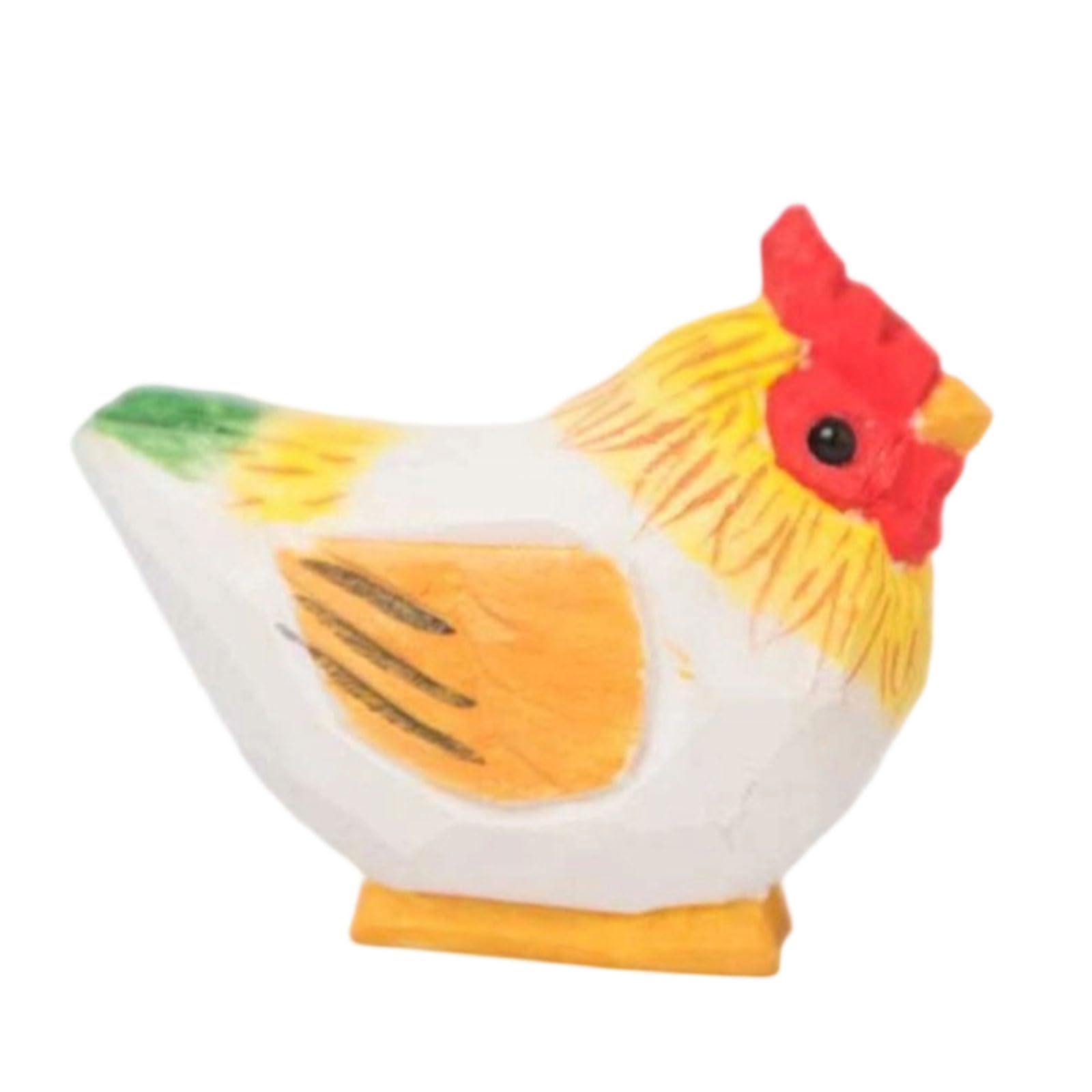 Shunzhong Hand Carved Wooden Hen Statues Animal Sculpture Miniature Wood Chicken Figurine Ornament Home Decors Collectibles Gift Animal Sculptures