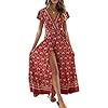 ZESICA-Womens-Bohemian-Floral-Printed-Wrap-V-Neck-Short-Sleeve-Split-Beach-Party-Maxi-Dress ZESICA Women's 2024 Bohemian Floral Printed Wrap V Neck Short Sleeve Split Beach Party Maxi Dress,Lychee Red,Medium