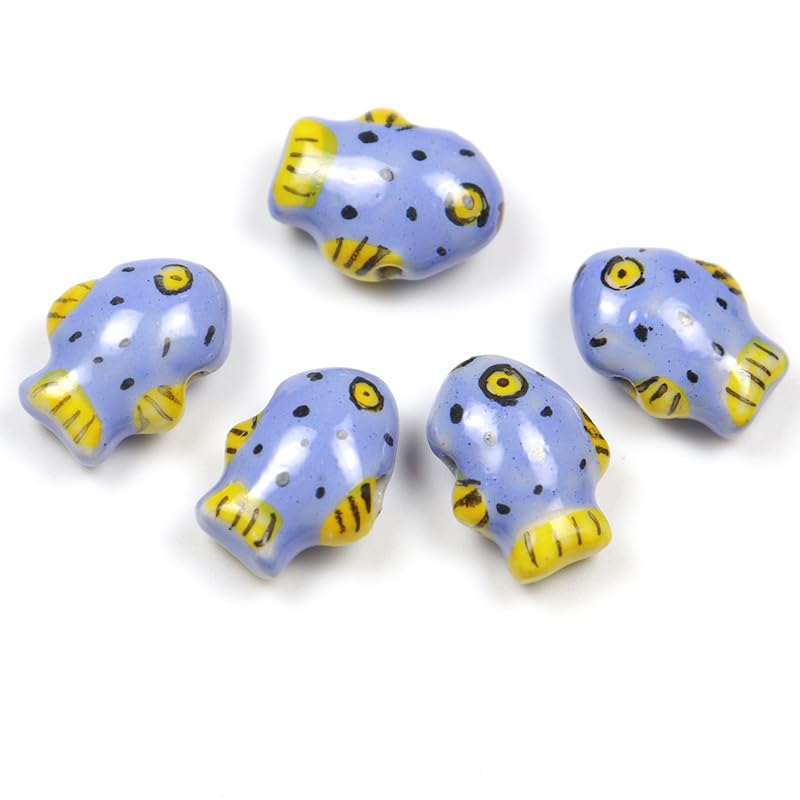 VIVIWI Lot De 10 Perles Colorées Rétro En Céramique En Forme De Poisson