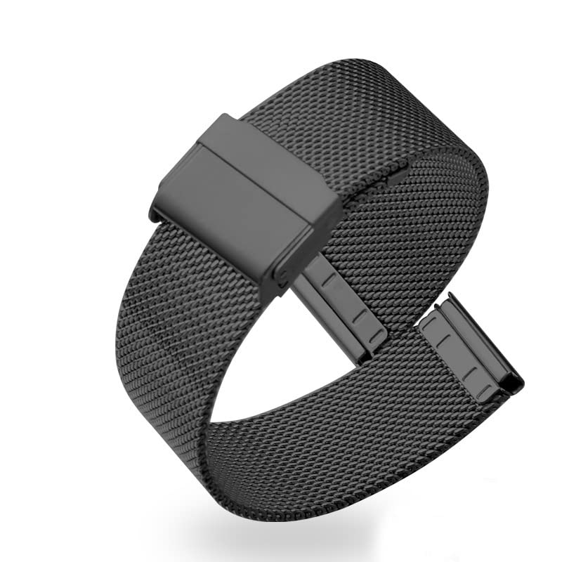 Bracelet en maille milanaise en acier inoxydable de 14mm à 22mm avec fermoir droit
