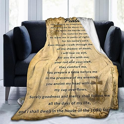 Psalm 23 Blanket Christian Gifts (60x50inch)- Religious Throw Blanket Soft Lightweight Cozy Plush Warm Blankets for Women Men