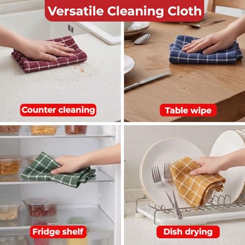 Image of HAZEL Cotton Kitchen Towel Set of 4 | Reusable Kitchen Cleaning & Dunsting Napkins & Table Napkins for Daily Use