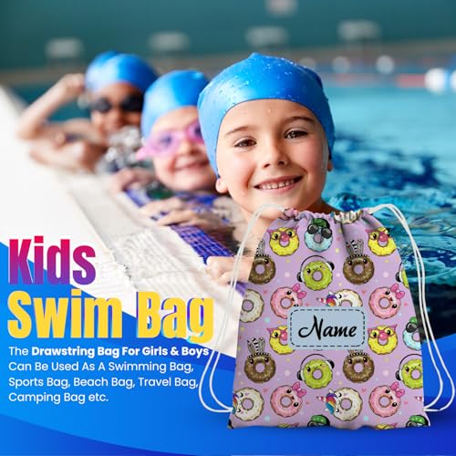 Image of Drawstring Swimming bag for kids for Gym yoga Tuition Beach Waterproof Backpack for 3-10 year Girls boys Bag with Custom personalisation