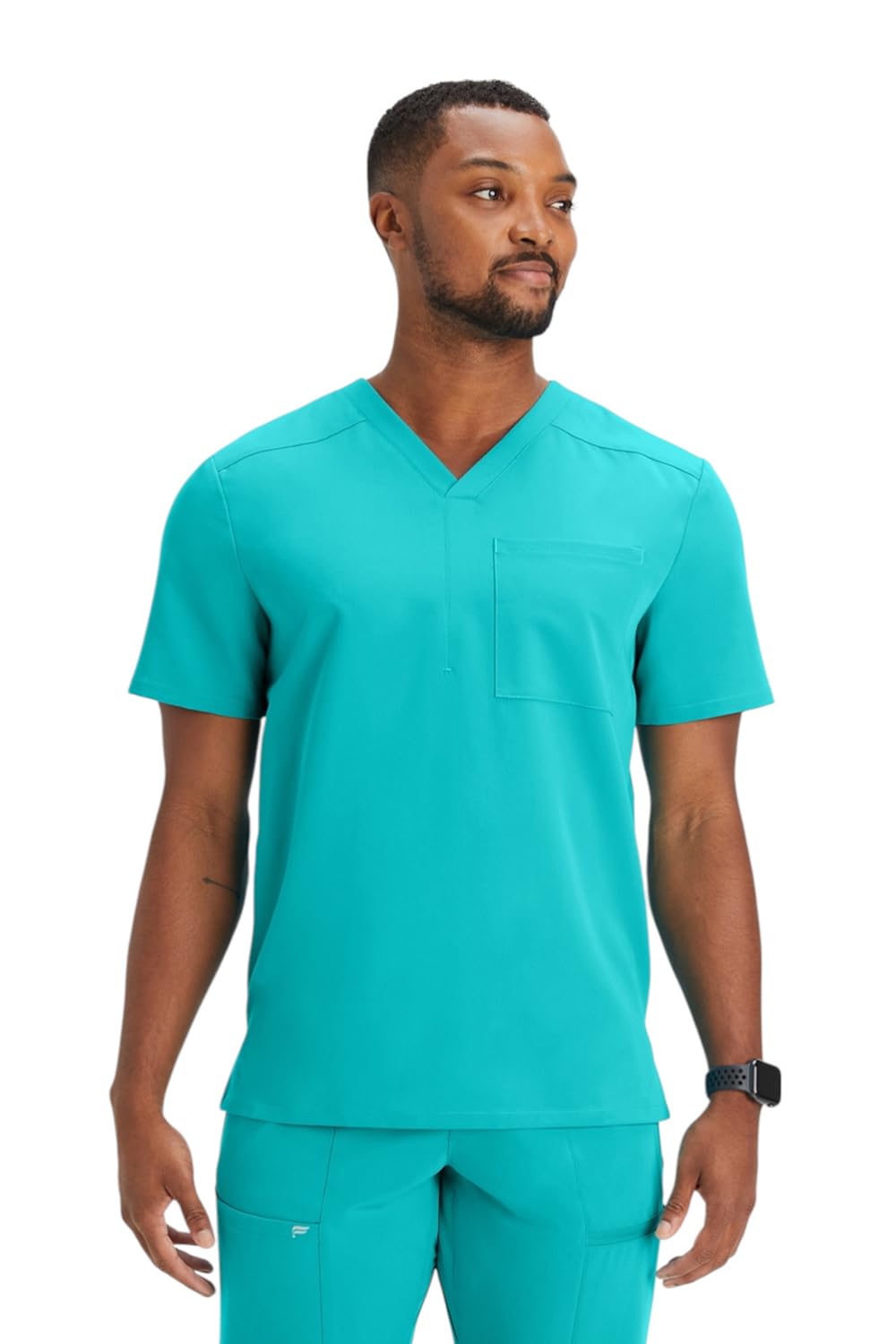 Fabletics Men's Helix 1-Pocket Scrub Top - MotionTech, Wrinkle-Resist, Chest Pocket, Anti-Shrink, Semi-Slim Fit