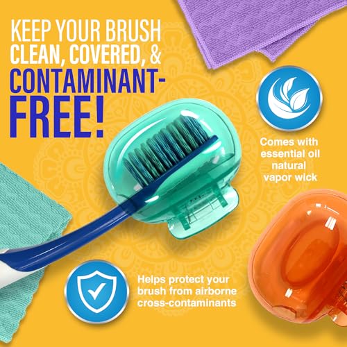 gurunanda brush pods - toothbrush cover for manual amp electric toothbrush keeps toothbrush fresh amp clean travel accessories with natural essential oil vapors 1 pack