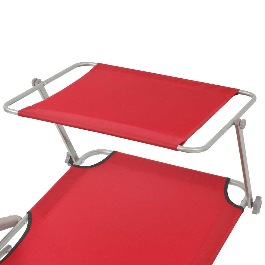 Lettino prendisole con tettuccio pieghevole, in acciaio, 58 x 189 cm, colore rosso