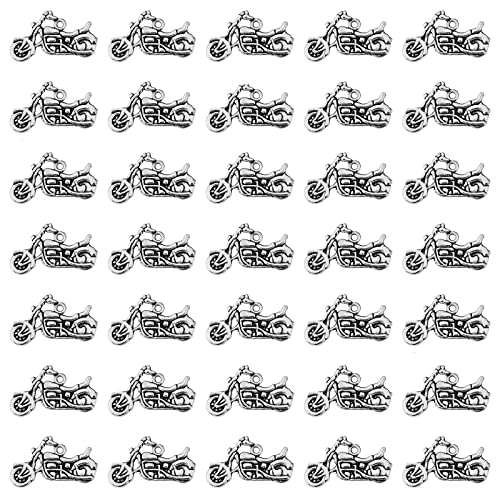 WEWAYSMILE 100 pièces Breloques de Moto Tibétaines, Charmes en Alliage en Forme de Moto, Véhicule Thème Charms Pendentifs, pour Colliers Bracelet Fabrication de Bijoux, 17.5x24.5x2mm Cover