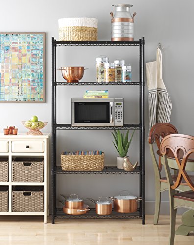 Whitmor Black Supreme 5 Tier Adjustable Shelves And Leveling Feet, 14" X 36" X 72" #TOP3