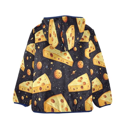 Cheese Wedges Space Planets Toddler Fleece Jacket Girl Boys Hooded Fleece Jacket Coat Warm Outwear Zip-up 3-10T2