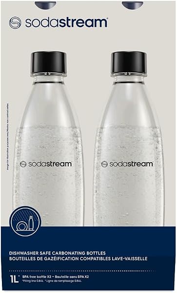 sodastream Lot de 2 bouteilles fusionnées lavables au lave-vaisselle pour gazeur DUO, TERRA, ET-TERRA, ART, GAIA, bleu foncé - 2
