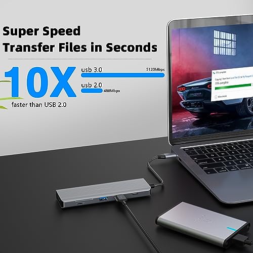 4K HDMI Hub Adapter, 4K Docking Station with 2*USB 3.0 Type-A, 2*USB 2.0, SD/TF, USB C PD, USB C Data Transfer Port by SUTOUG - Image 2