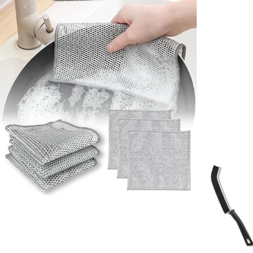 PUHBRHY Non Scratch scrubbing Pads for Utensils,Stainless Steel Scrubber Non-Scratch Wire Dishcloth for Washing Dishes (2 Wire Dish wash +1 Wire Dish wash&1 Gap Brush Free) (B0CX856M2S) Amazon Price History, Amazon Price Tracker
