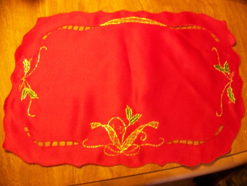 Lenox Holiday Nouveau Cutwork Red Elegant Oval Placemat 7335