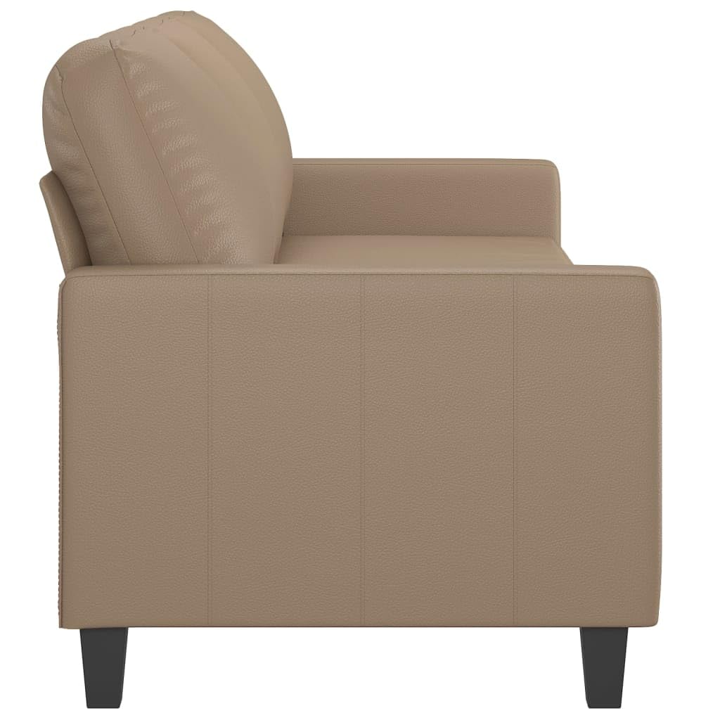 Divano a 3 posti, in similpelle marrone cappuccino, con struttura in metallo, 198 x 77 x 80 cm, imbottito, per soggiorno e camera degli ospiti, comodo, robusto, facile da pulire