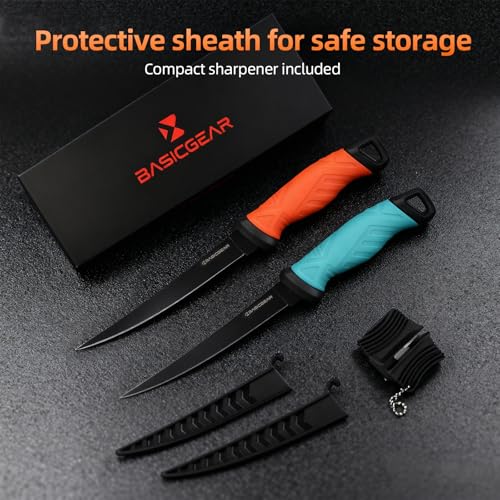 BasicGear Fishing Fillet Knife Set of 2, 7 in, Sharp for fishing & kitchen - image 4