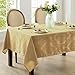Newbridge Christmas Barcelona Damask Fabric Tablecloth, 60 x 102 Inch Rectangle, Gold – No Iron, Soil Resistant Table Cover for Dining, Parties and Holidays