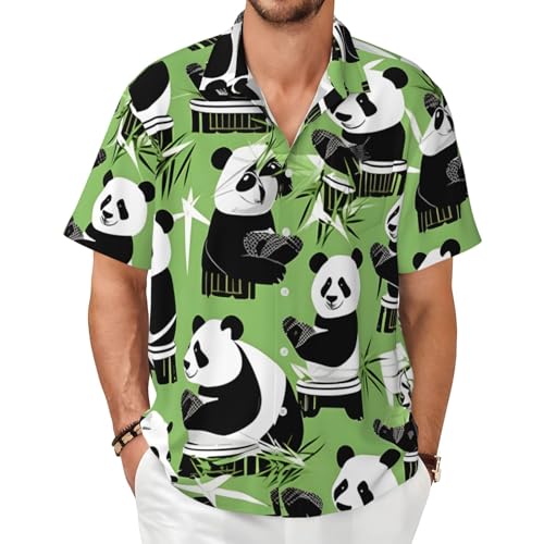 Chemise à manches courtes panda en bambou pour homme idéale en été