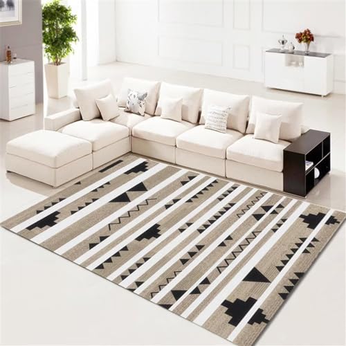 Tapis pas cher durable et résistant gris géométrique motif rayé pour ado - 2