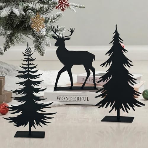Weihnachtsdeko Roststecker Weihnachtsbaum Hirsch 3er Set Wetterfeste...