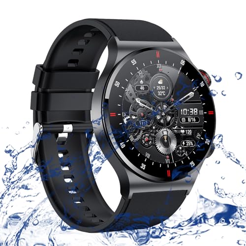 Smartwatch Damen Herren IP67 Wasserdicht Fitnessuhr Sportuhr, Bluetooth-Anrufe mit 1.28''Touchscreen Herzfrequenz-Schlafmonitor 7 Tage Lange Akkulaufze Itmehrfach Sportmodi, für IOS Android Schwarz