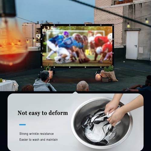Pantalla de proyección plegable portátil, pantalla de proyección HD 16:9, formato de pantalla 4:3, con bolsa de almacenamiento, liviana y duradera, fácil de transportar para cine en casa y exteriores (72 pulgadas) miniatura 4