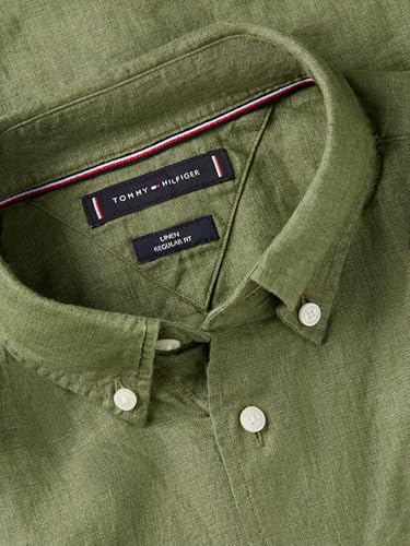 Image of Tommy Hilfiger Men's Long Sleeve Casual Linen Button Down Shirts in Regular Fit