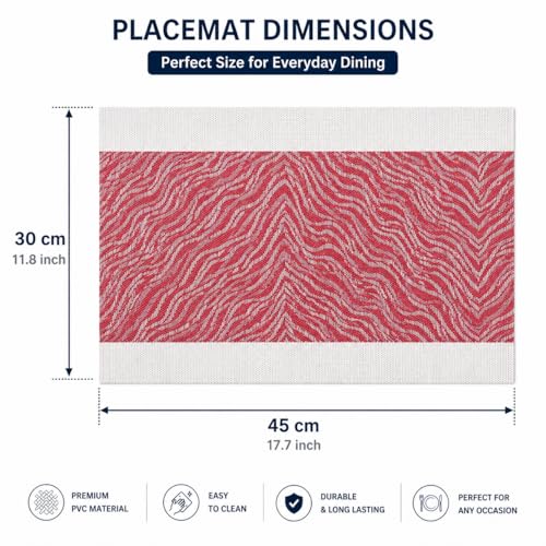 Image of YELONA Placemats Set of 6, Heat-Resistant Woven Vinyl Table Mats, Non-Slip & Washable Dining Tablemats for Kitchen & Dinner Decor, Berry Red (45cm x 30cm)