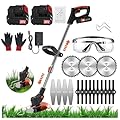 Weed Wacker Electric Cordless Grass Trimmer,with 4Types Blades,Included 2Pcs 24Tv 4Ah Batteries Electric Weed Eater Stringless Weed Trimmer Lightweight 2.6lb? for Yard and Garden (Green)