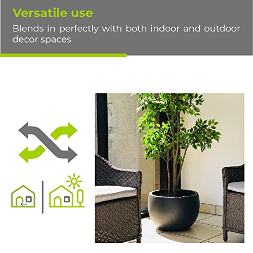 Kante 20" D Lightweight Concrete Outdoor Round Bowl Planter, Outdoor/Indoor Large Planters Pots With Drainage Hole For Garden Patio Balcony Deck Living Room, Charcoal #TOP7