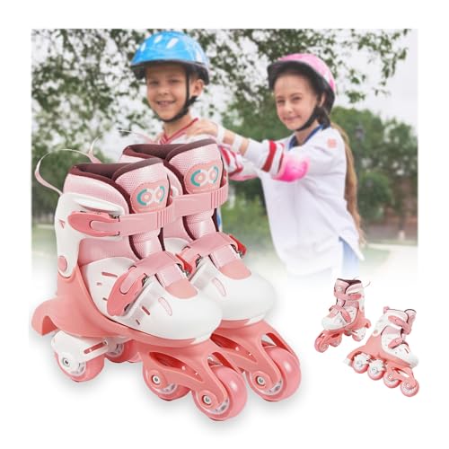 Adjustable Roller Skates for Girls and Boys, Beginner and Advanced Modes, Glitter Wheels, Thickened Support, Strong Bearing Capacity (Pink, XS(Ingrowth 5.91-7.28in 2-4 Years Old)