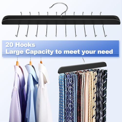 Resovo Upgraded Tie Rack Hanger With 20 Foldable Metal Hooks thumb #3
