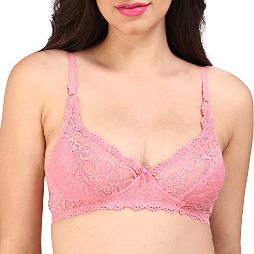Image of Bralux C Cup Bra for Women Plus Size Lace Bra Non-Padded Wirefree Full Coverage Bridal Bra
