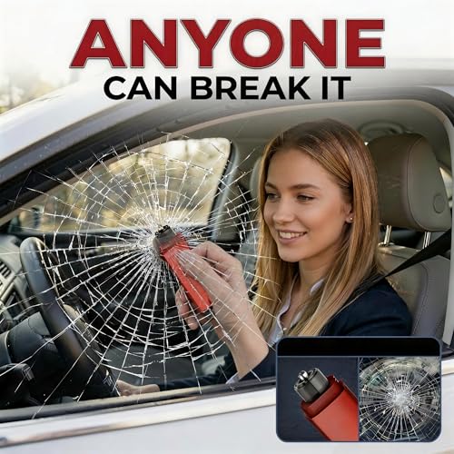 Image of 4 Pack Car Window Breaker and Seatbelt Cutter, Spring-Loaded Emergency Escape Tool, Professional Underwater Glass Breaker, Automotive Safety Hammer for Family Cars, Trucks, SUVs (Red /Gray)