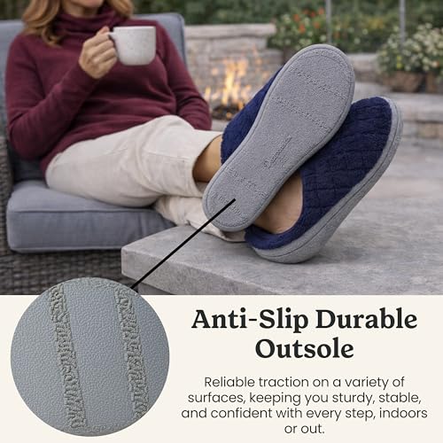 Image of Leslie Terry Clog House Shoes with Memory Foam, Indoor Slippers with Wide Widths
