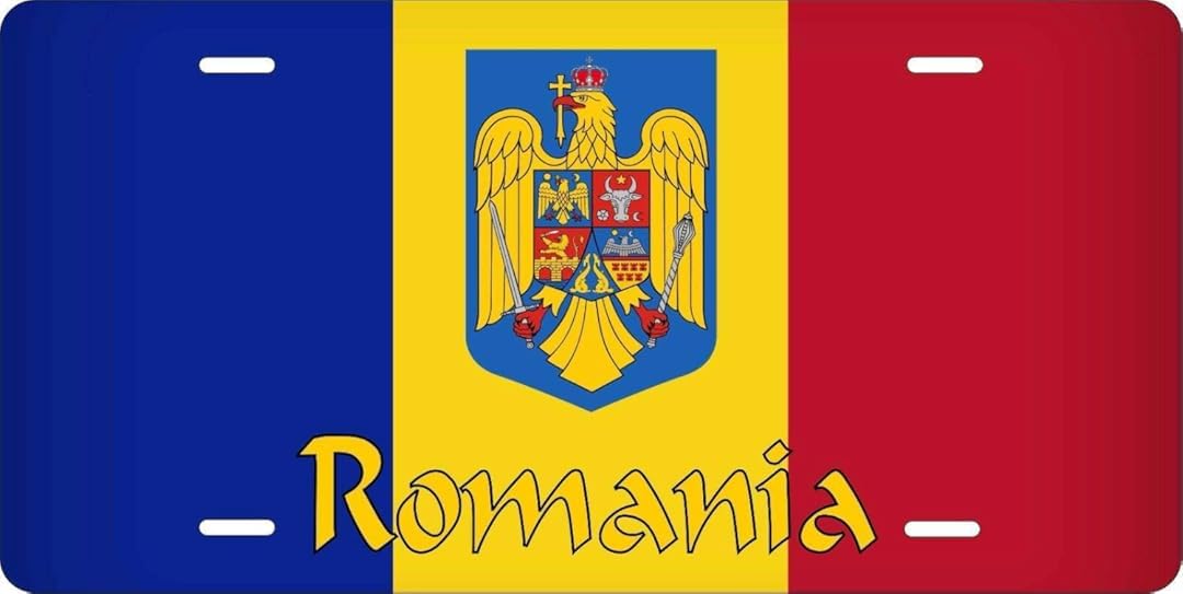Ingzzaac Metalsigna2500 New Sign Romania Flag License Plate Personalized Car Bike Moped Motorcycle 6X12 Inches License Plate Sign