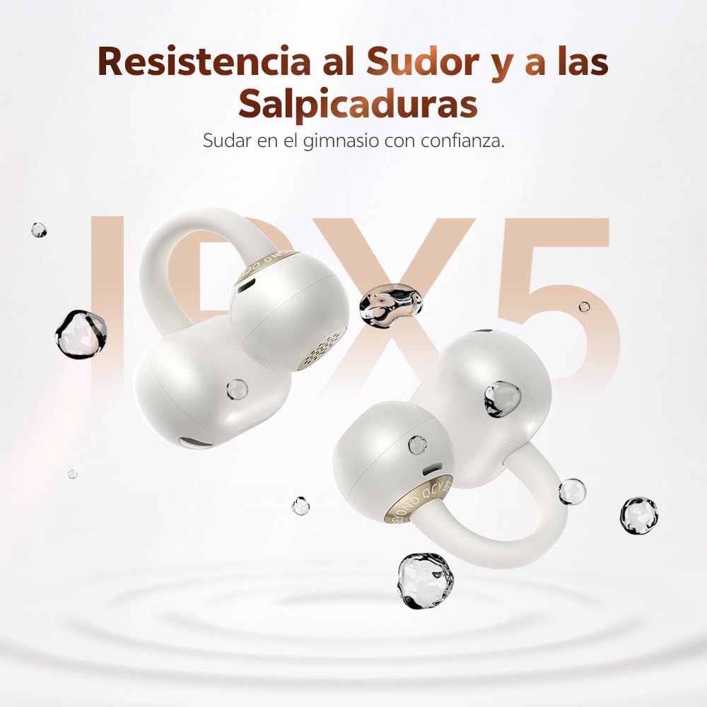 QCY Crossky C50 Auriculares Inalámbricos Bluetooth 6.0, Audifonos Deportivos Abiertos con Clip y 4 micrófonos, Cancelación de Ruido en Llamadas nítidas por AI, 35H Reproducción, IPX5 Impermeables