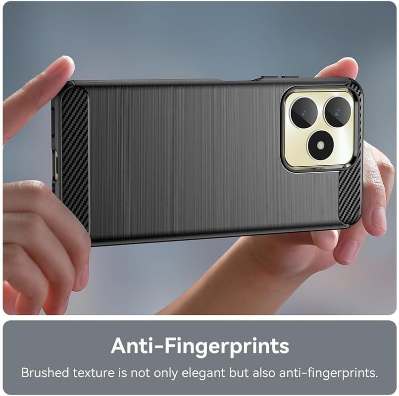 Image of NPRC Hybrid Ultra Slim Protective Case TPU Non-Slip Carbon Fiber Texture Shockproof Case Cover for Realme Narzo 70X - Black