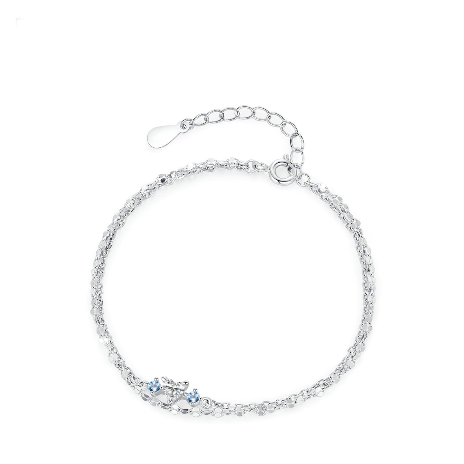 Pulsera de promesa, elegante pulsera de cadena de doble capa con corazón moissanita, bonitos regalos para mujer