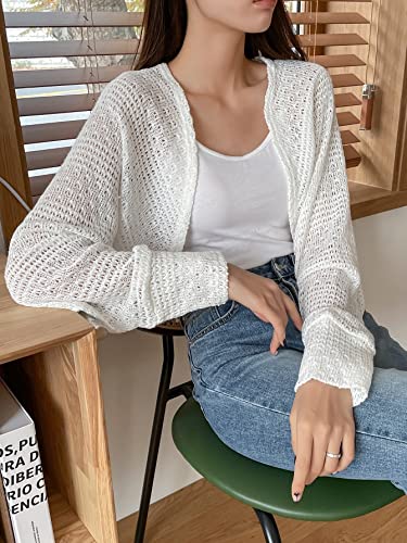 Floerns Women's Crochet Cropped Shrug Sweater Oversized Open Front Knit Cardigan4