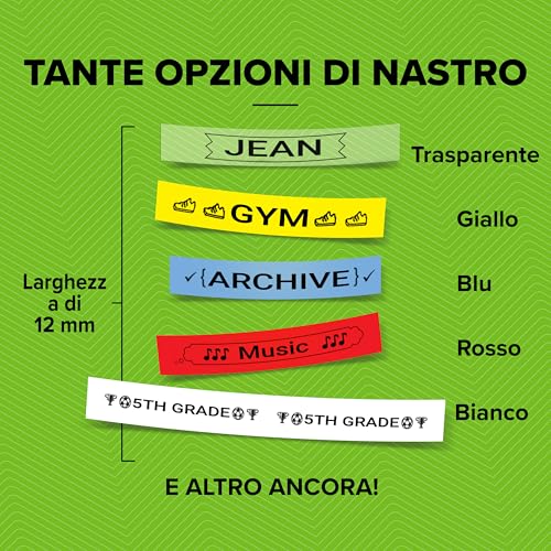 Dymo LetraTag "Iron-On" etichette per tessuti – rotolo da 12 mm x 2 m – stampa nera su bianco – LT etichette lavaggio per etichettatrice LetraTag – 1 pezzo - 2