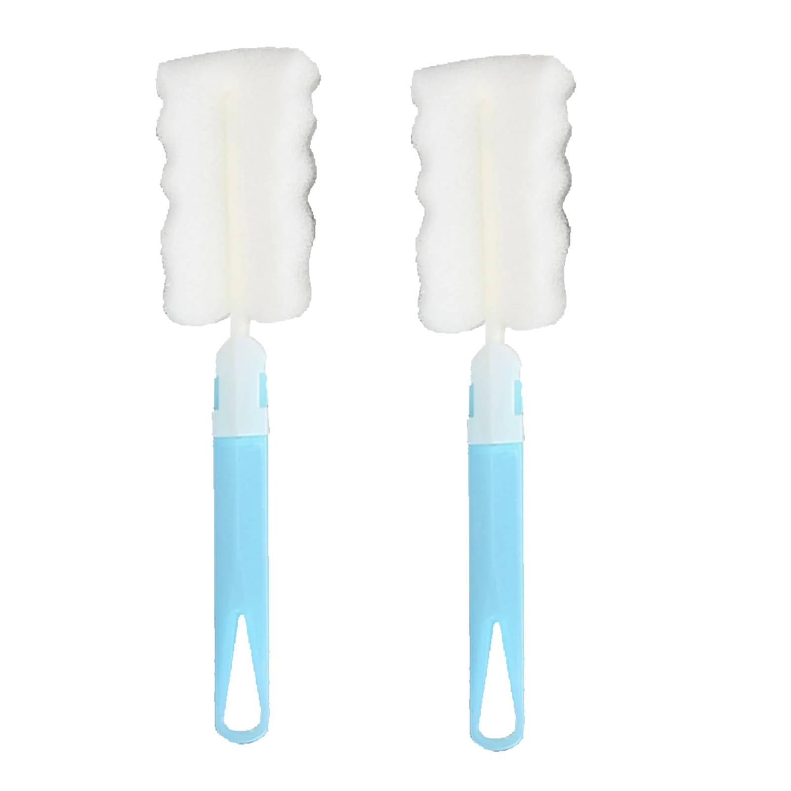 2Pcs Soft Sponge Bottle Cleaner Brush,Foam Sponge Brush with Long Handle Detachable Soft Bottle Sponge Scrubber Cup Cleaning Brush for Glass Baby Bottles