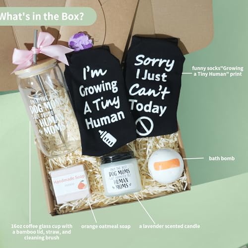 New Mom Gifts for Women, New Mama Set After Birth,Funny Dog Mom Pregnancy Gift for Expecting, First Time Pregnancy Birthday Gifts,Post Partum Essentials Self Care Package for Women