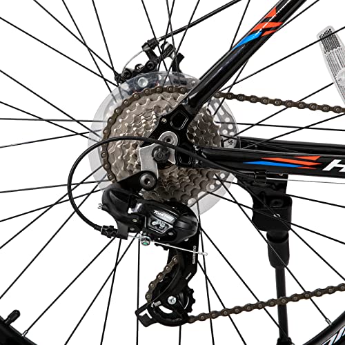 Hiland Mountainbike aus Aluminium, 26 Zoll, 24 Gänge, mit Shimano-Scheibenbremse, Rahmengröße 19,5 schwarz… – Bild 6